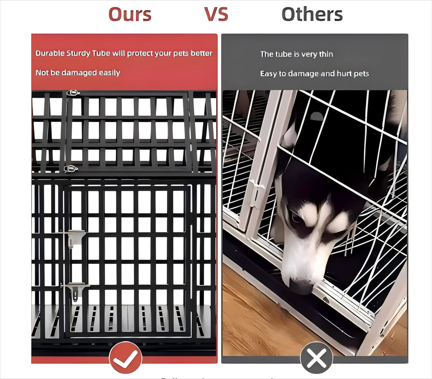52&quot; Heavy Duty Dog Crate Large Dog cage Strong Metal Dog Kennels and Crates for Large Dogs with 4 Lockable Wheels