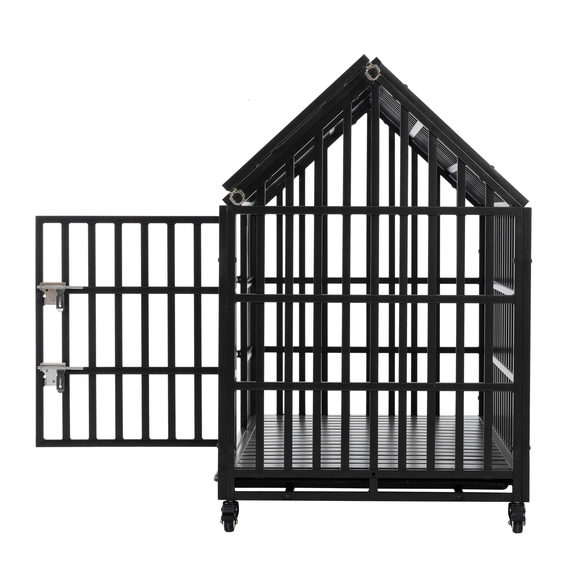 52&quot; Heavy Duty Dog Crate Large Dog cage Strong Metal Dog Kennels and Crates for Large Dogs with 4 Lockable Wheels